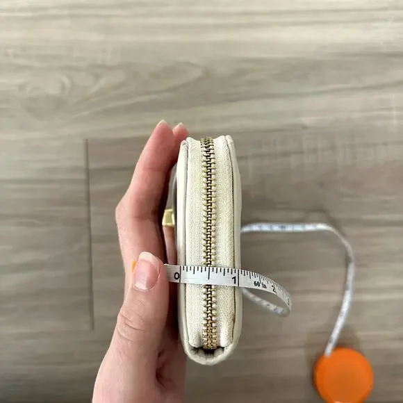 Vintage Coach Continental Zip Around Leather Wallet Almond and Beige - Picture 15 of 16